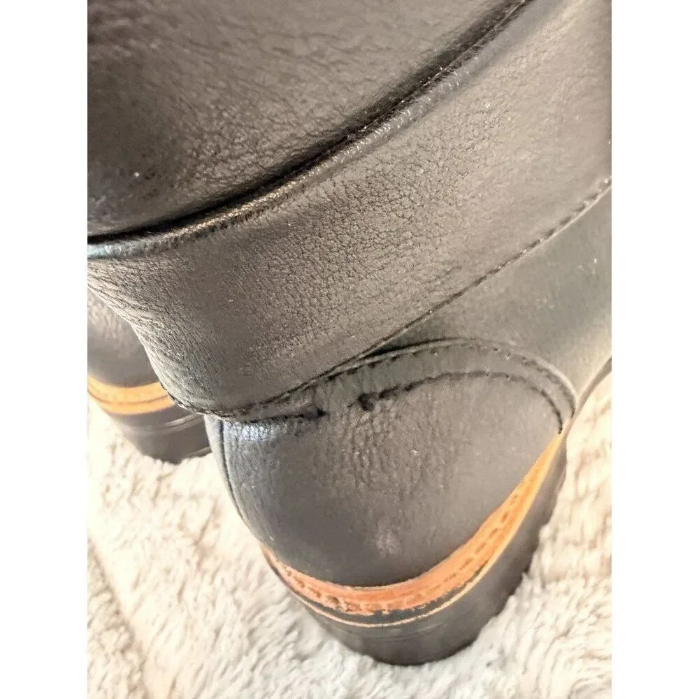 Indigo Rd Black Lace-Up Hiking Ankle Boots Women’s Faux Leather Lug Sole Booties